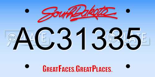 AC31335 South Dakota License Plate