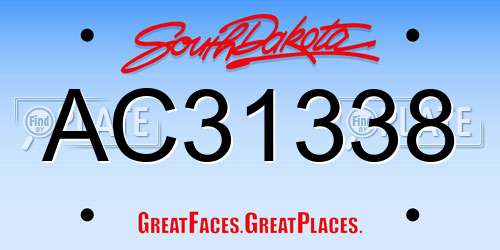 AC31338 South Dakota License Plate