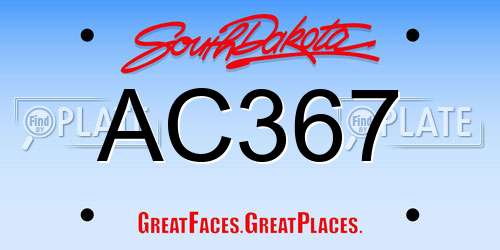 AC367 South Dakota License Plate