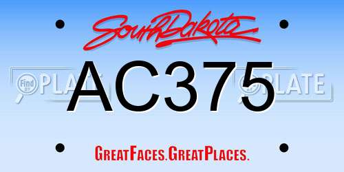AC375 South Dakota License Plate