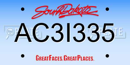 AC3I335 South Dakota License Plate