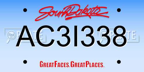 AC3I338 South Dakota License Plate