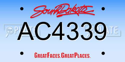 AC4339 South Dakota License Plate