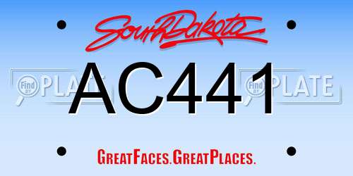 AC441 South Dakota License Plate