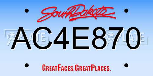 AC4E870 South Dakota License Plate