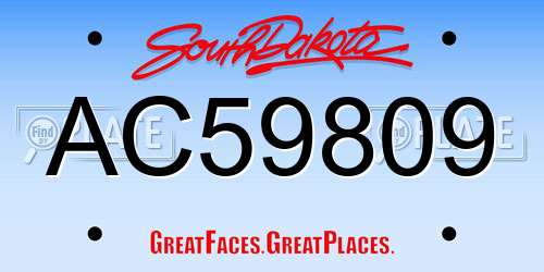 AC59809 South Dakota License Plate