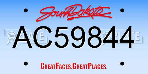 AC59844 South Dakota License Plate