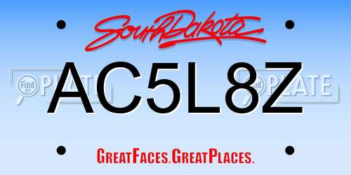 AC5L8Z South Dakota License Plate