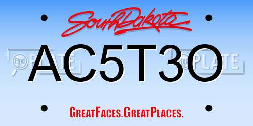 AC5T3O South Dakota License Plate