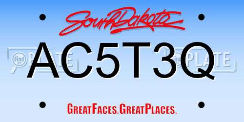 AC5T3Q South Dakota License Plate