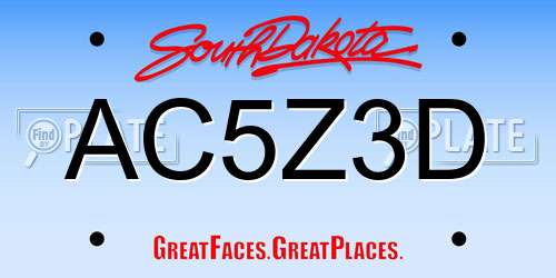 AC5Z3D South Dakota License Plate