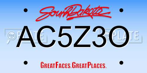 AC5Z3O South Dakota License Plate