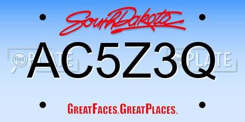 AC5Z3Q South Dakota License Plate