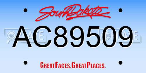 AC89509 South Dakota License Plate