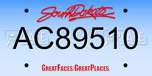 AC89510 South Dakota License Plate