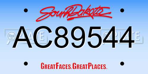 AC89544 South Dakota License Plate