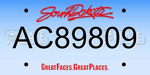 AC89809 South Dakota License Plate