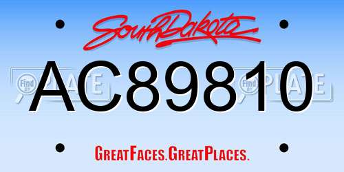 AC89810 South Dakota License Plate