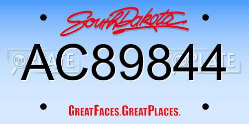 AC89844 South Dakota License Plate