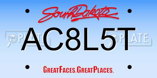 AC8L5T South Dakota License Plate