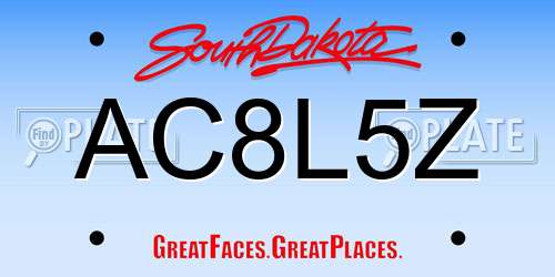 AC8L5Z South Dakota License Plate