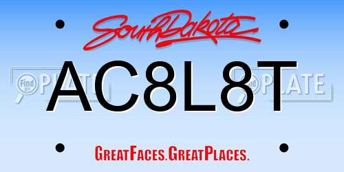 AC8L8T South Dakota License Plate