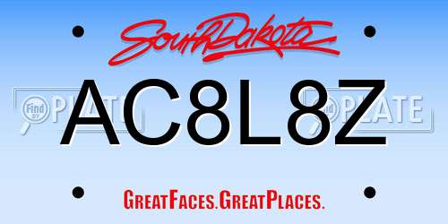 AC8L8Z South Dakota License Plate