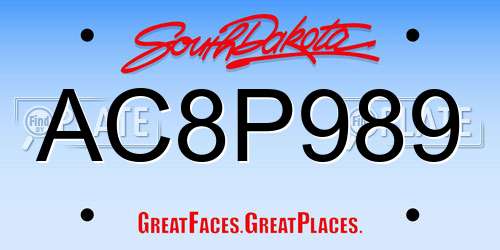 AC8P989 South Dakota License Plate