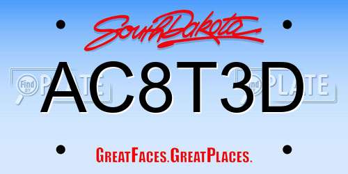 AC8T3D South Dakota License Plate