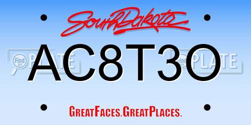 AC8T3O South Dakota License Plate