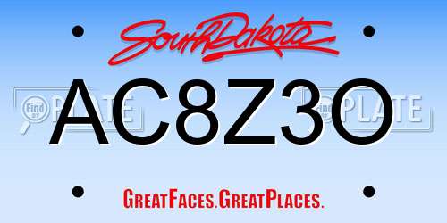AC8Z3O South Dakota License Plate