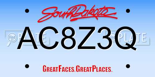 AC8Z3Q South Dakota License Plate