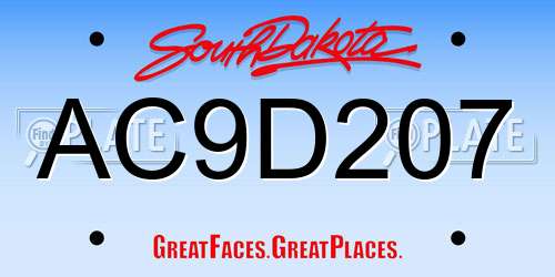 AC9D207 South Dakota License Plate
