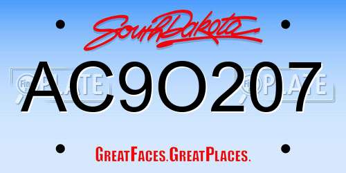 AC9O207 South Dakota License Plate
