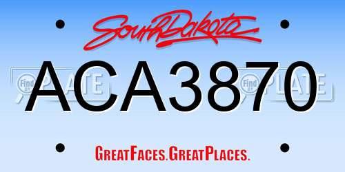 ACA3870 South Dakota License Plate