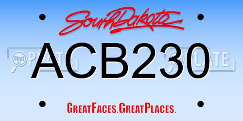 ACB230 South Dakota License Plate