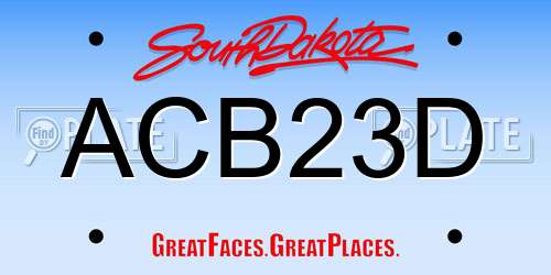 ACB23D South Dakota License Plate