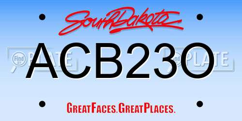 ACB23O South Dakota License Plate