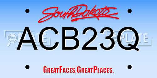 ACB23Q South Dakota License Plate