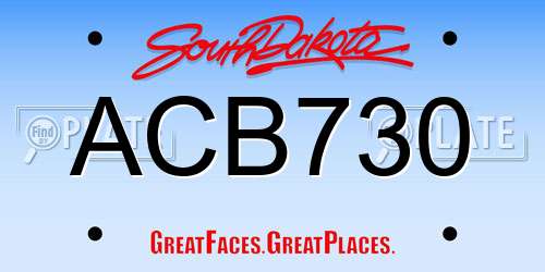 ACB730 South Dakota License Plate