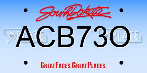 ACB73O South Dakota License Plate