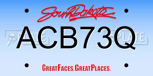 ACB73Q South Dakota License Plate
