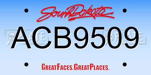 ACB9509 South Dakota License Plate