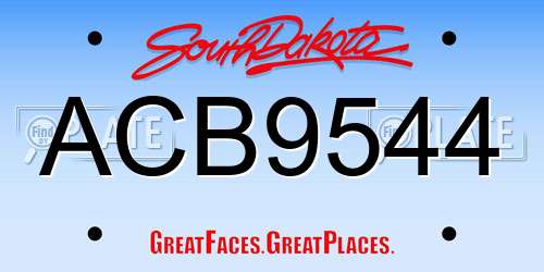 ACB9544 South Dakota License Plate