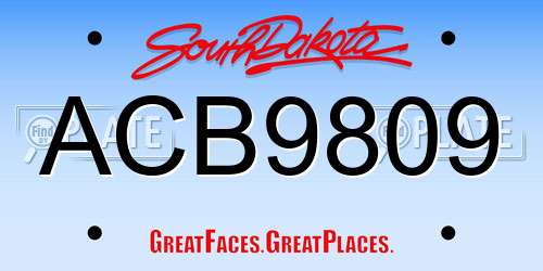 ACB9809 South Dakota License Plate