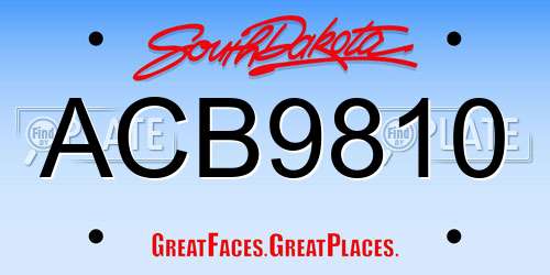 ACB9810 South Dakota License Plate