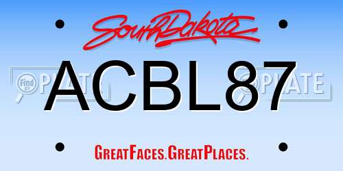 ACBL87 South Dakota License Plate