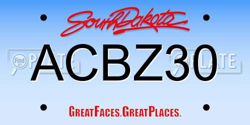 ACBZ30 South Dakota License Plate