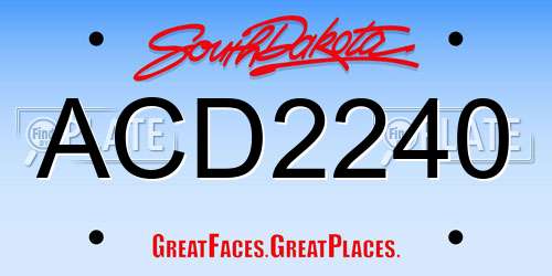 ACD2240 South Dakota License Plate