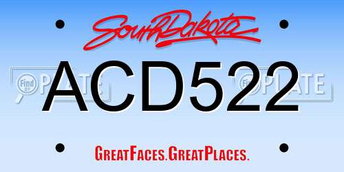 ACD522 South Dakota License Plate